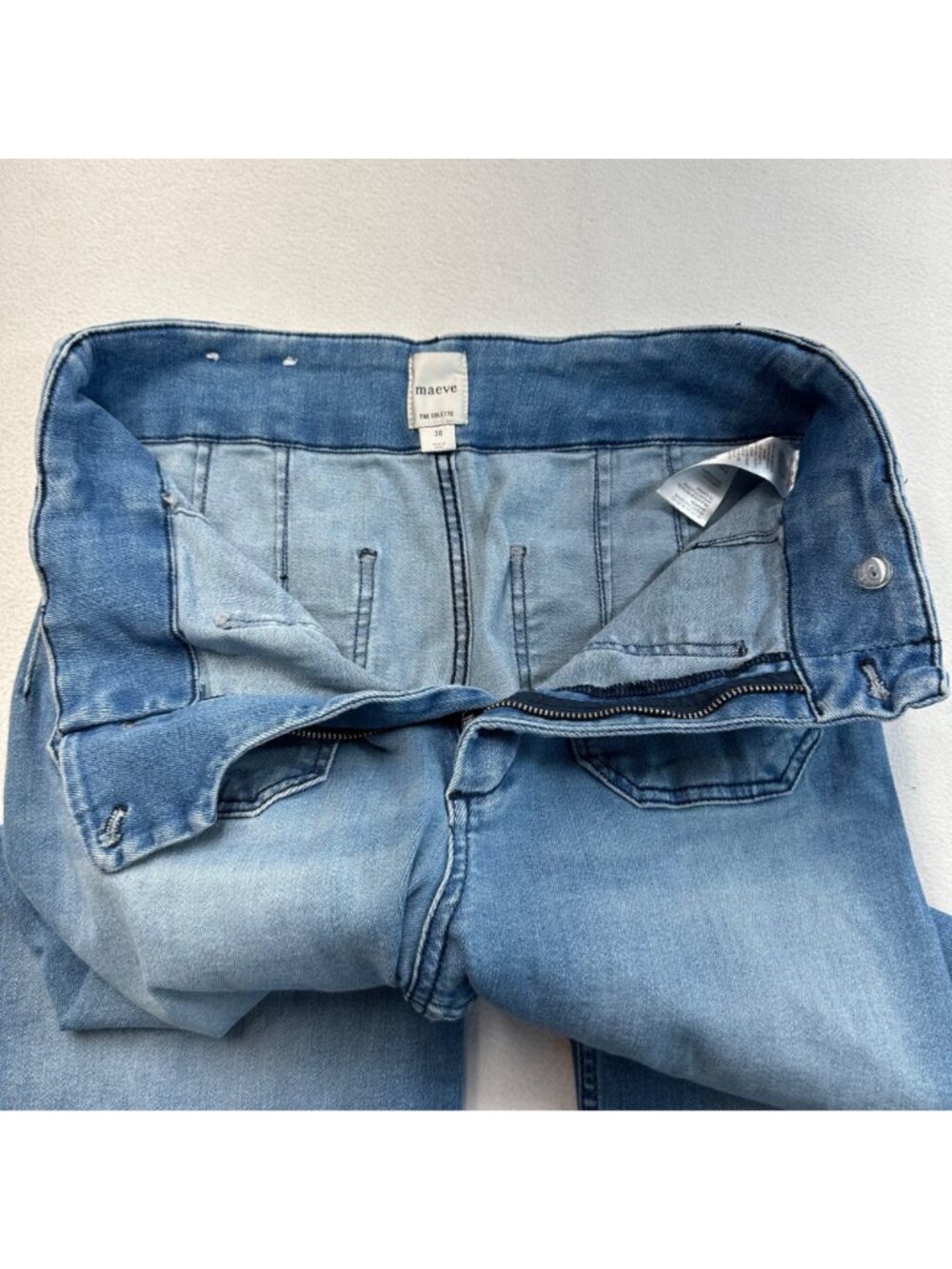 Maeve Anthropologie The Colette High Rise Wide Leg Denim Jeans Sz 30x29 Stretch - Picture 4 of 13
